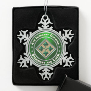 Vierde Kerstdag in de infanteriedivisie Tin Sneeuwvlok Ornament