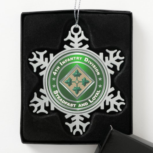 Vierde Kerstdag in de infanteriedivisie Tin Sneeuwvlok Ornament (Kistje)