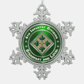 Vierde Kerstdag in de infanteriedivisie Tin Sneeuwvlok Ornament (Voorkant)