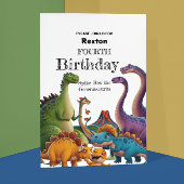 Vierde kinderdinosaurgroepsfeest uitnodigingen