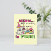 Vierde Kitten Birthday T-shirts en cadeautjes Briefkaart (Staand voorkant)