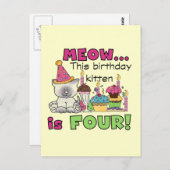Vierde Kitten Birthday T-shirts en cadeautjes Briefkaart (Voorkant / Achterkant)