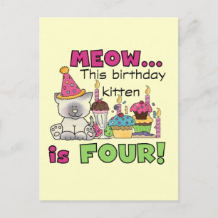 Vierde Kitten Birthday T-shirts en cadeautjes Briefkaart