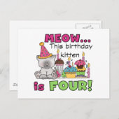 Vierde Kitten Birthday T-shirts en cadeautjes Briefkaart (Voorkant / Achterkant)