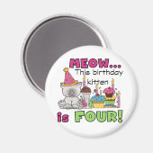 Vierde Kitten Birthday T-shirts en cadeautjes Magneet (Voorkant / Achterkant)