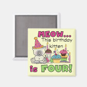 Vierde Kitten Birthday T-shirts en cadeautjes Magneet (Voorkant / Achterkant)