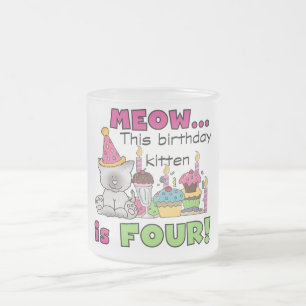 Vierde Kitten Birthday T-shirts en cadeautjes Matglas Koffiemok