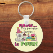 Vierde Kitten Birthday T-shirts en cadeautjes Sleutelhanger (Voorkant)