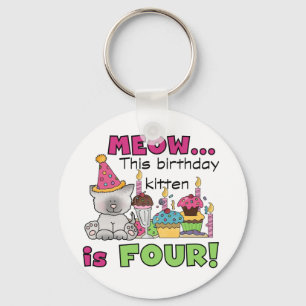 Vierde Kitten Birthday T-shirts en cadeautjes Sleutelhanger