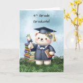 Vierde klas Afstuderen Meisje Beer Gefeliciteerd Kaart (Gele Bloem)