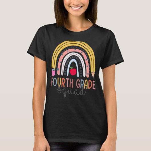 Vierde klas docent regenboog t-shirt (Voorkant)