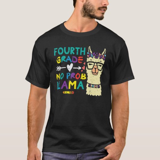 Vierde klas geen probleem lama 4e eerste schoolda t-shirt (Voorkant)
