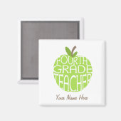 Vierde klas leraar magneet - groene appel (Voorkant / Achterkant)