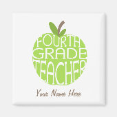 Vierde klas leraar magneet - groene appel (Voorkant)