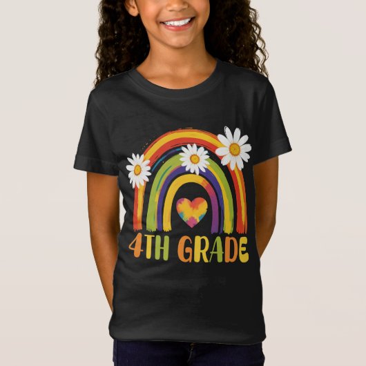 Vierde klas regenboog terug naar school 4e klas t-shirt (Voorkant)
