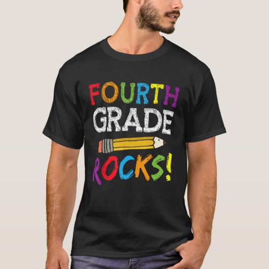 Vierde klas Rocks terug naar school 4e klas thee T-shirt (Voorkant)