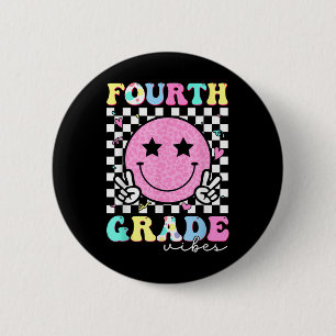 Vierde klas sfeer glimlach gezicht 4e klas team te ronde button 5,7 cm