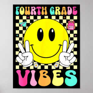 Vierde klas sfeer retro glimlach gezicht terug naa poster