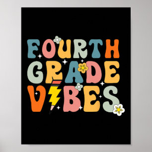 Vierde klas sfeer shirt 4e retro terug naar school poster