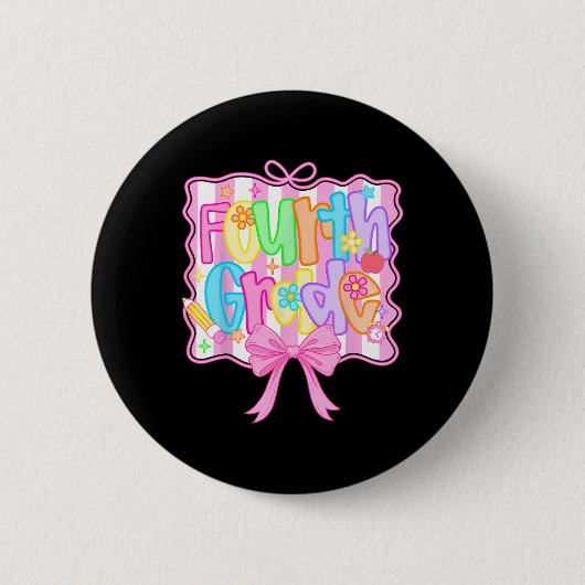 Vierde klas terug naar school strik schattig coque ronde button 5,7 cm (Voorkant)