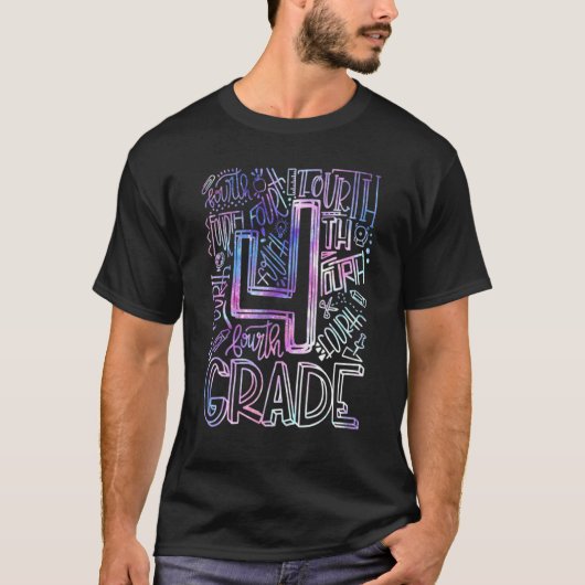 Vierde klas Typografie Teamdocent Terug naar Schoo T-shirt (Voorkant)