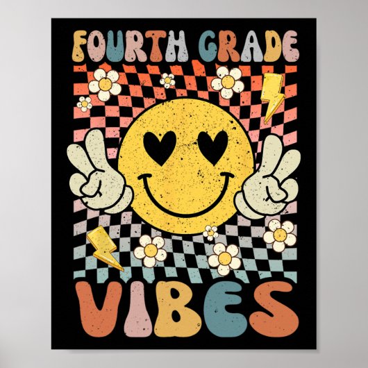 Vierde klas Vibes 4e klas Retro Docent 1e dag Poster (Voorkant)