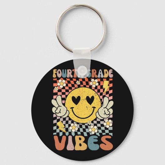 Vierde klas Vibes 4e klas Retro Docent 1e dag Sleutelhanger (Voorkant)
