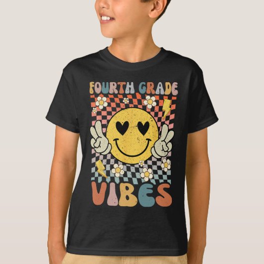 Vierde klas Vibes 4e klas Retro Docent 1e dag T-shirt (Voorkant)