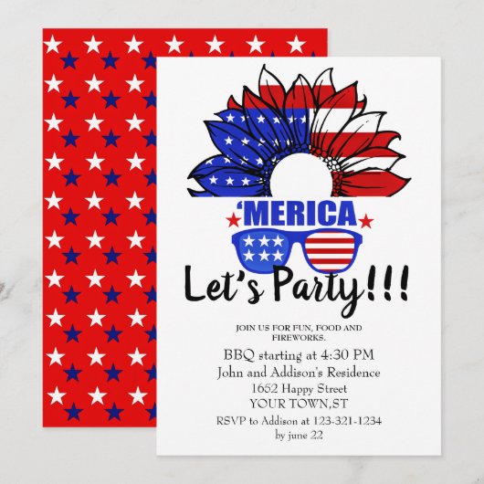 Vierde koele en eenvoudige Uitnodiging van JULY (Voorkant / Achterkant)