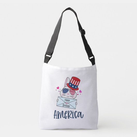 Vierde konijn juli met Amerikaanse vlag Sun Glasse Crossbody Tas (Voorkant)