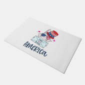 Vierde konijn juli met Amerikaanse vlag Sun Glasse Deurmat (Schuin)