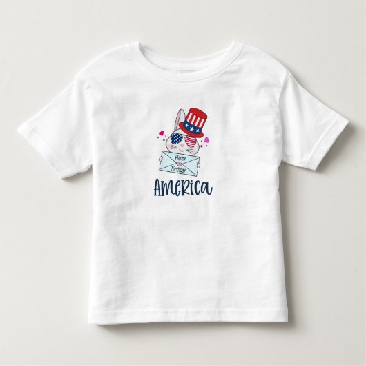 Vierde konijn juli met Amerikaanse vlag Sun Glasse Kinder Shirts (Voorkant)
