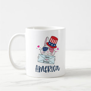 Vierde konijn juli met Amerikaanse vlag Sun Glasse Koffiemok