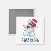 Vierde konijn juli met Amerikaanse vlag Sun Glasse Magneet (Voorkant / Achterkant)