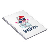 Vierde konijn juli met Amerikaanse vlag Sun Glasse Notitieboek (Rechterzijde)