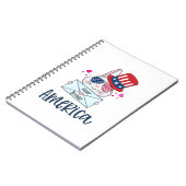 Vierde konijn juli met Amerikaanse vlag Sun Glasse Notitieboek (Linkerzijde)