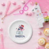 Vierde konijn juli met Amerikaanse vlag Sun Glasse Papieren Bordje (Feest)