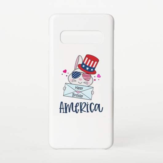 Vierde konijn juli met Amerikaanse vlag Sun Glasse Samsung Galaxy Hoesje (Achterkant)