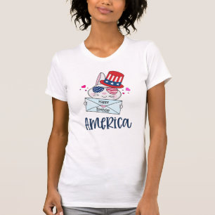Vierde konijn juli met Amerikaanse vlag Sun Glasse T-shirt