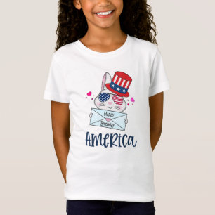 Vierde konijn juli met Amerikaanse vlag Sun Glasse T-shirt