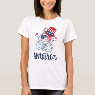 Vierde konijn juli met Amerikaanse vlag Sun Glasse T-shirt