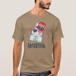Vierde konijn juli met Amerikaanse vlag Sun Glasse T-shirt
