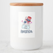 Vierde konijn juli met Amerikaanse vlag Sun Glasse Voedselcontainer Etiket (Voorkant)