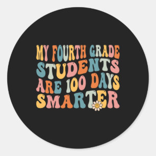 Vierde leerkracht 100 dagen slimmer 100ste dag van ronde sticker