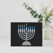 Vierde nacht Briefkaart van de Hanukkah Glitter (Staand voorkant)