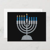 Vierde nacht Briefkaart van de Hanukkah Glitter (Voorkant / Achterkant)