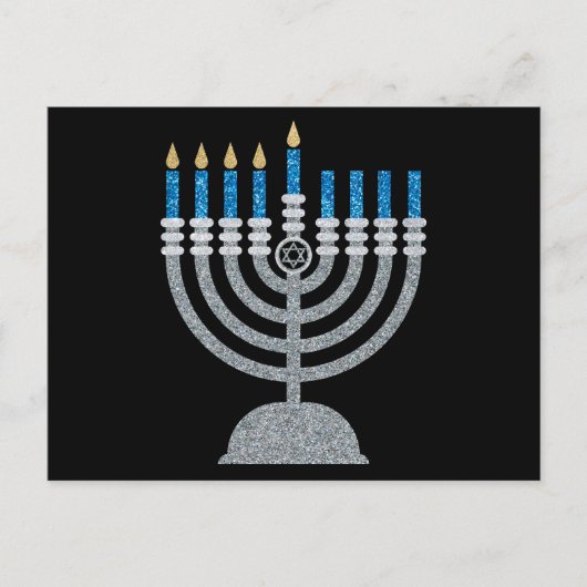 Vierde nacht Briefkaart van de Hanukkah Glitter (Voorkant)