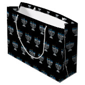 Vierde nacht van Hanukkah Glitter Large Gift Bag Groot Cadeauzakje (Achterkant Gekanteld)