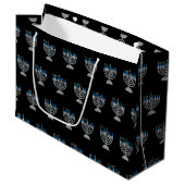 Vierde nacht van Hanukkah Glitter Large Gift Bag Groot Cadeauzakje (Voorkant Gekanteld)