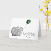 vierde of een verjaardagsolifant met een groene ba kaart (Gele Bloem)